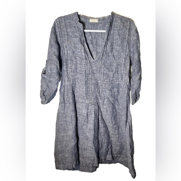 CP Shades Chambray Linen Tunic in Blue/Grey Size S - Picture 1 of 5
